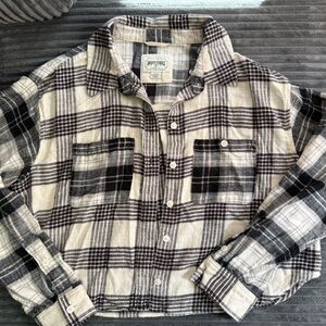 American Eagle Outfitters Black and White Cotton Flannel